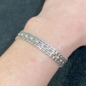 Sterling Silver Italy 925 Unique Chain Link Bracelet Vintage